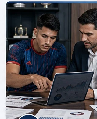 Futbolista analizando una estrategia de inversión diversificada