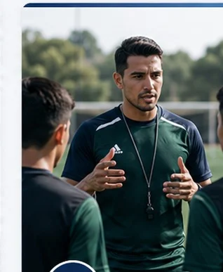 Exfutbolista formando y guiando a otros jugadores